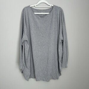J. Jill Plus Size 3X Gray 3/4 Sleeve Luxe Supima Cotton Tunic Top
